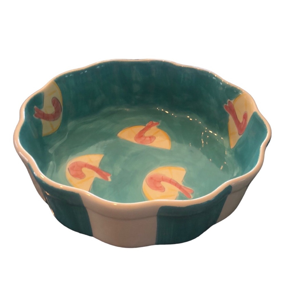 Magnolia Porcelain Shrimp Bowl by Emily West Beautiful 8 3/4” X 2 1/2”